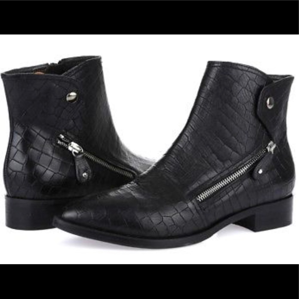 NAPOLEONI ITALY leather crocodile print boots